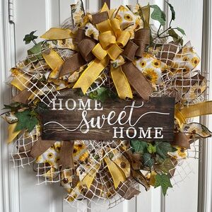 GORGEOUS Home Sweet Home Wreath LARGE 24” Inch Heart Wall Decor FREE SHIPPING!!!